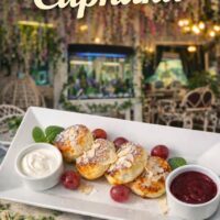 Сирники зі сметаною та ягідним соусом